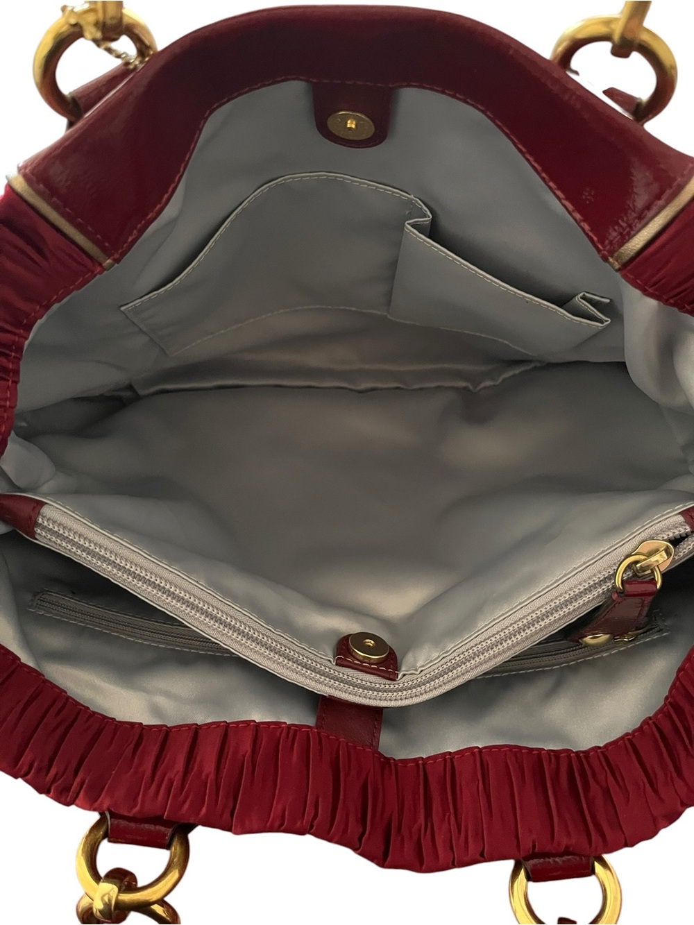 Coach F20050 Ashley Gathered Satin Carryall Satchel Bordeaux NWOT - Picture 14 of 15